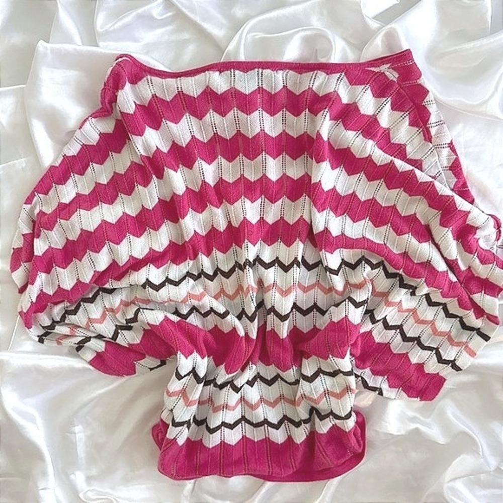 Fever Pink Chevron Pointelle Knit Dolman Sleeve Top Small